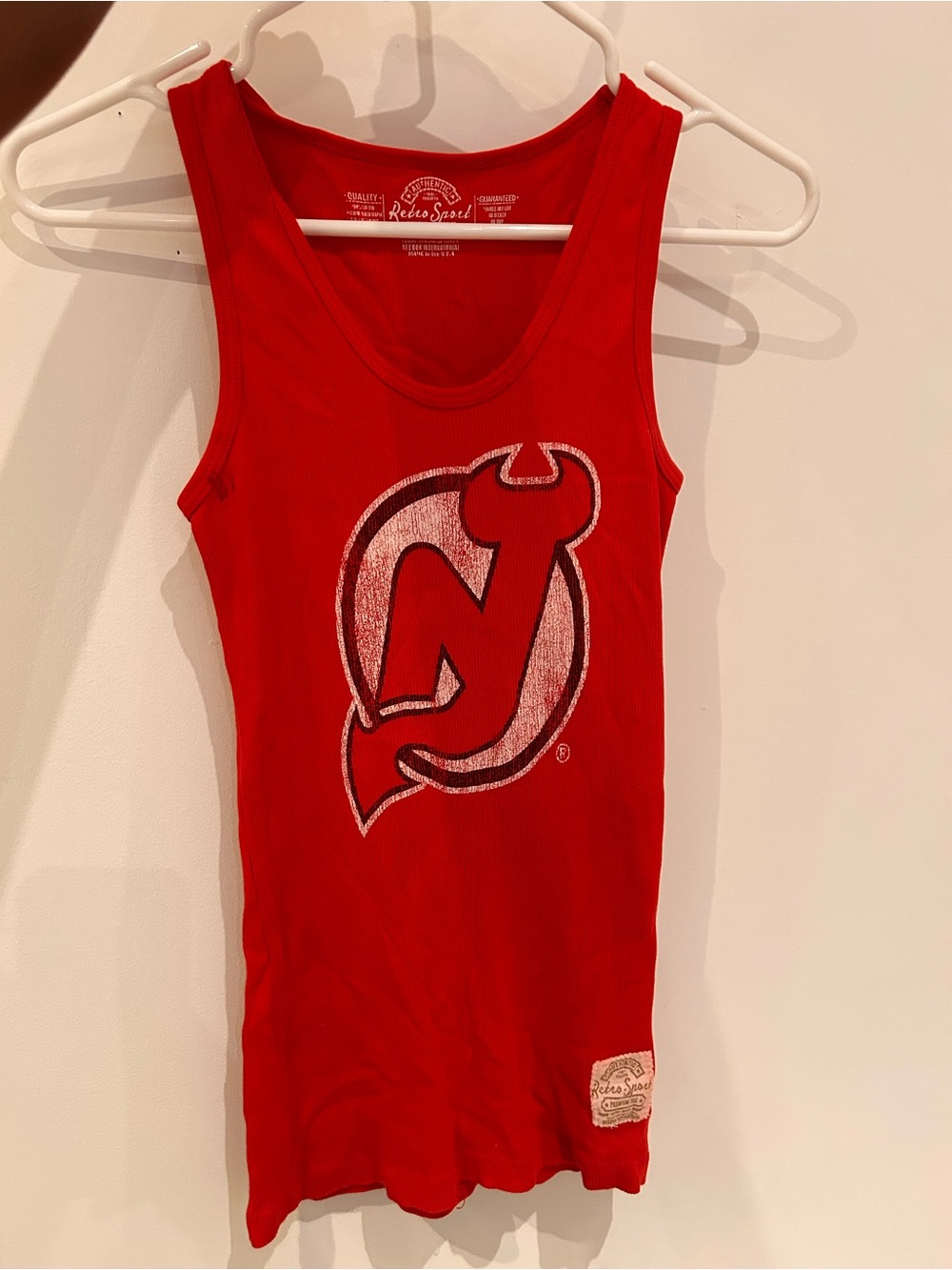 Women’s ' Red NHL Tank Top - New Jersey devils jersey logo
